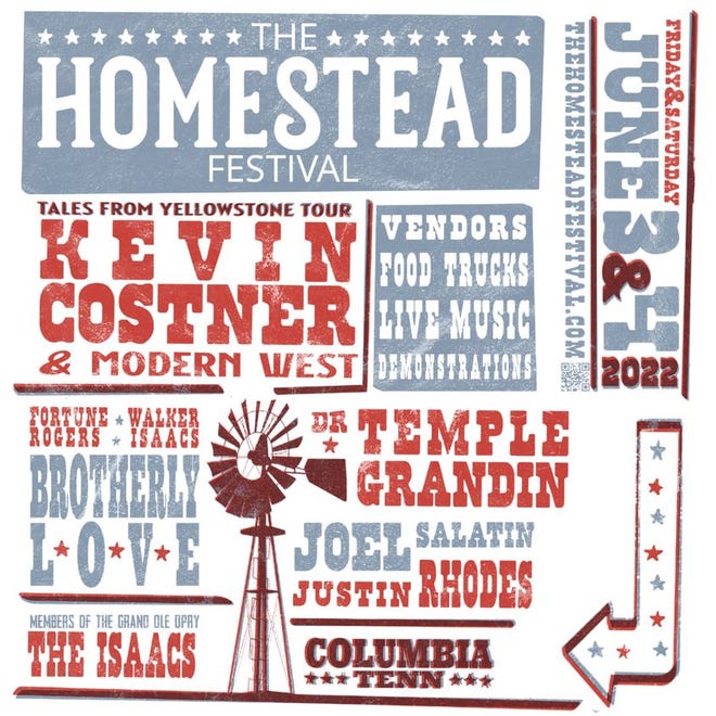 Rory Feek's Homestead Festival kicks off Friday with live music, homesteading demonstrations and food trucks, with Kevin Costner & Modern West as the festival headliner, along with Grand Ole Opry alumni The Isaacs and others.