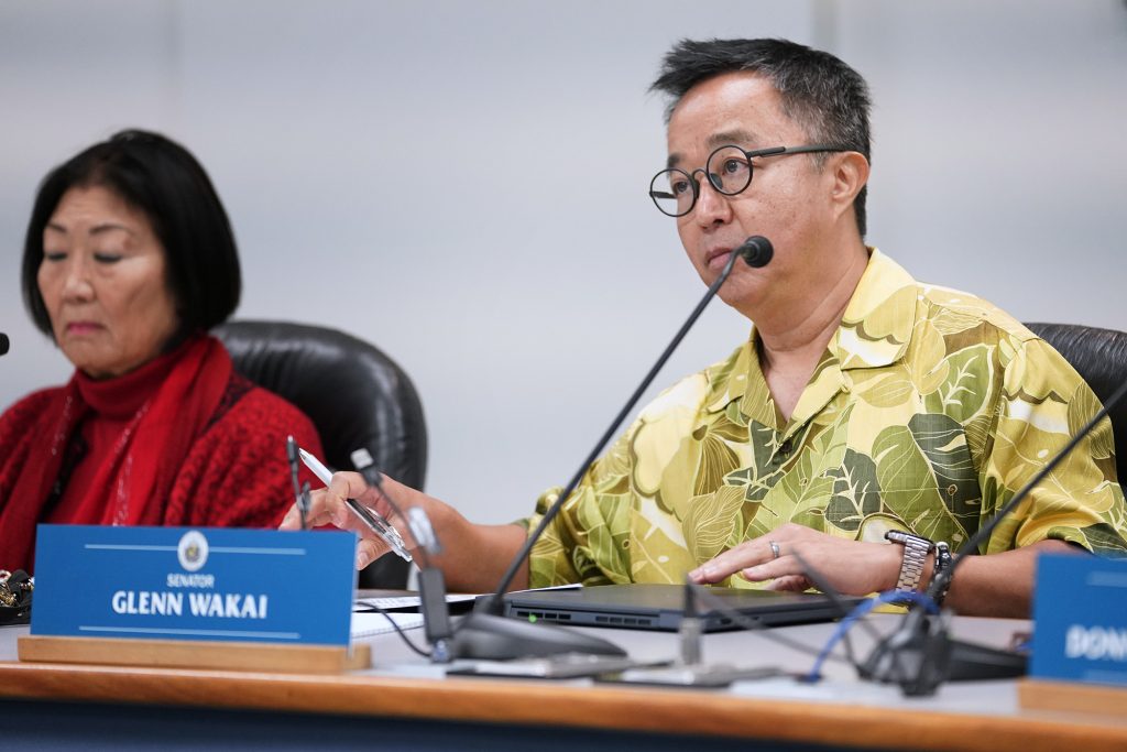 Senator Glenn Wakai listens to testimony during a Senate Ways and Means Committee meeting Wednesday, Dec. 20, 2023, in Honolulu. (Kevin Fujii/Civil Beat/2023)