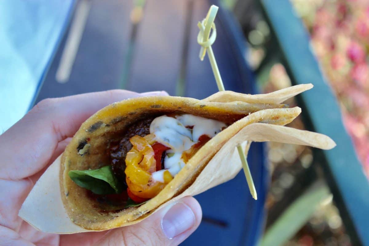 A close-up of the Impossible Farmhouse Meatball with Lentil Bread from Trowel & Trellis for Garden Graze.