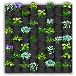 Sunvara Vertical Wall Planter Vertical Garden Wall Living Wall Planters Outdoor Wall Garden Planter Outdoor Vertical Wall Planters for Outdoor Plants Wall Pocket Planter Hanging Grow Bags 64 Pockets