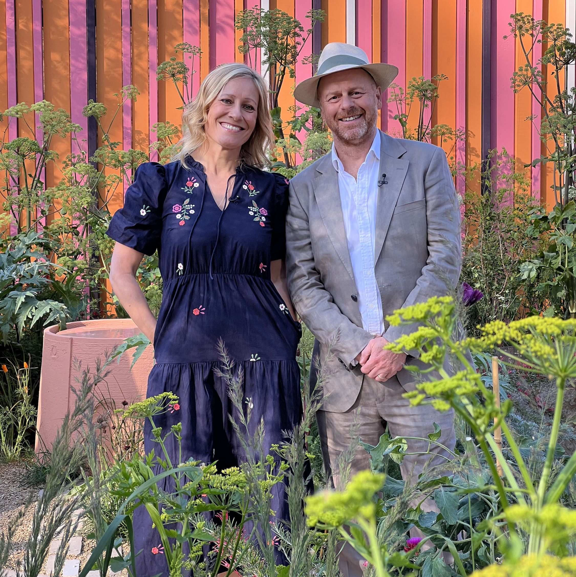 rhs chelsea flower show 2024 presenters sophie raworth and joe swift