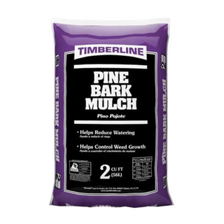 A bag of pine bark mulch for gardening