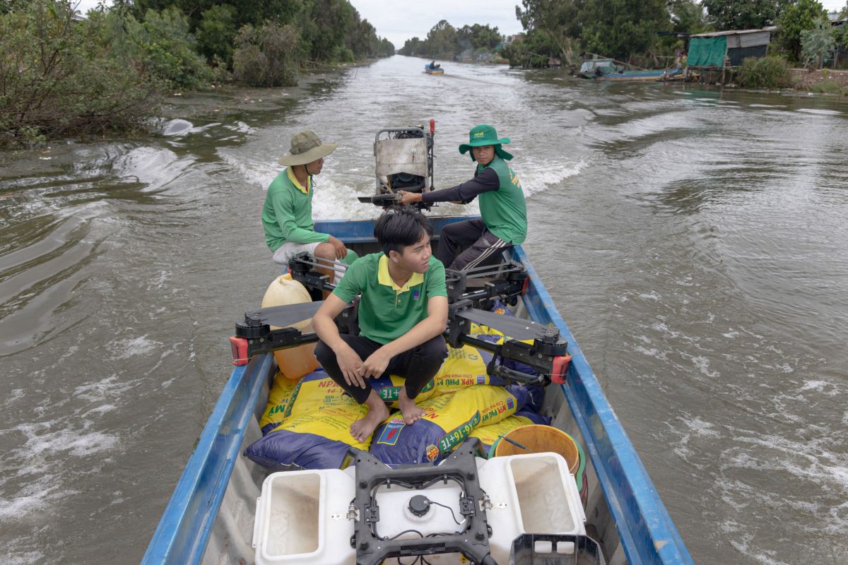 transporting an agricultural drone by boat