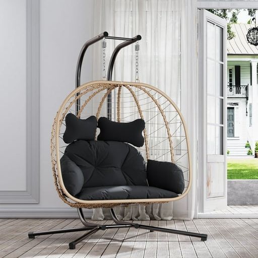 Double Wicker Swing Egg Chair 